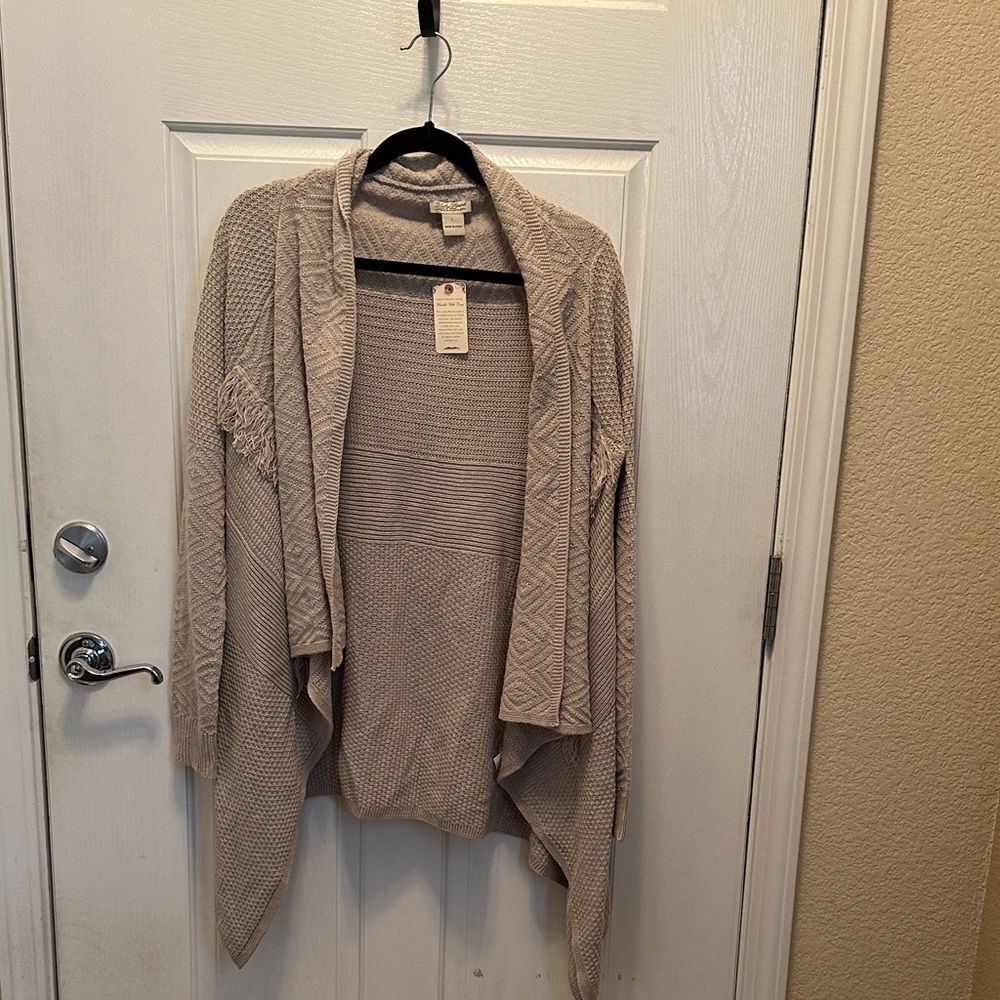 Lucky Brand Boho Style Beige Textured Cardigan